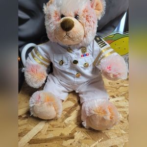 Build A Bear Pink Blush Bear In Navy Military Theme‎ Uniform